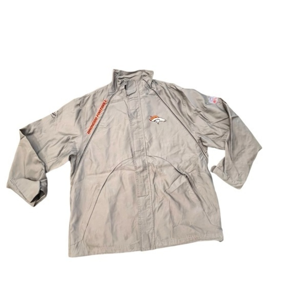 Men’s Reebok NFL Denver Broncos Big Logo Full Zip Windbreaker‎ Jacket Size Large